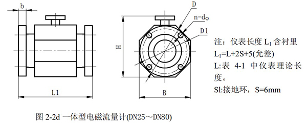 浆液型电磁流量计外形尺寸图二