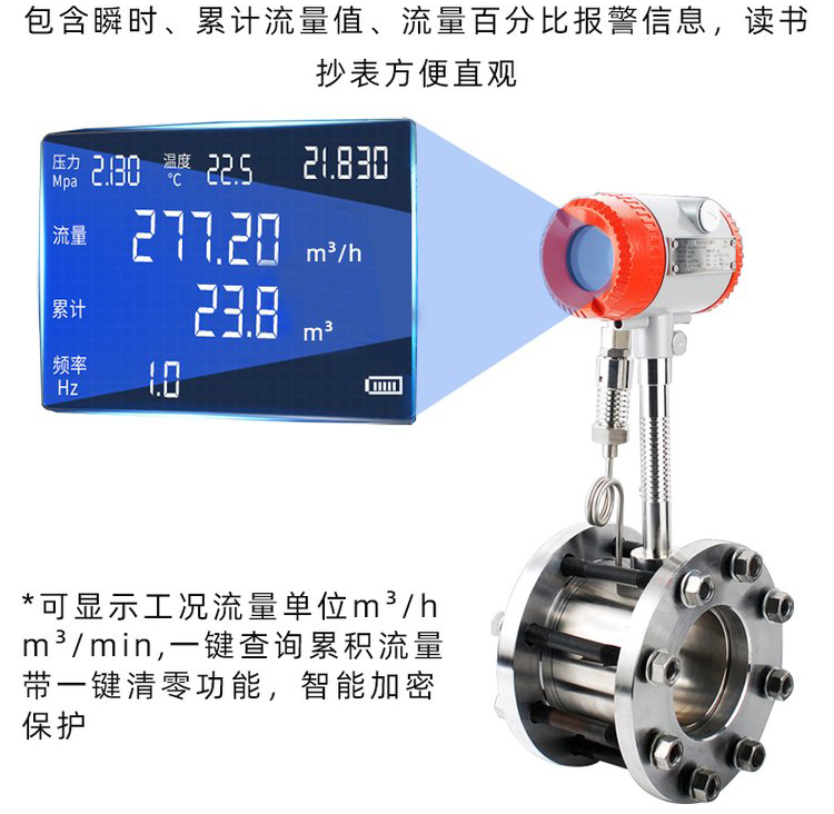 一体式蒸汽流量计液晶显示图