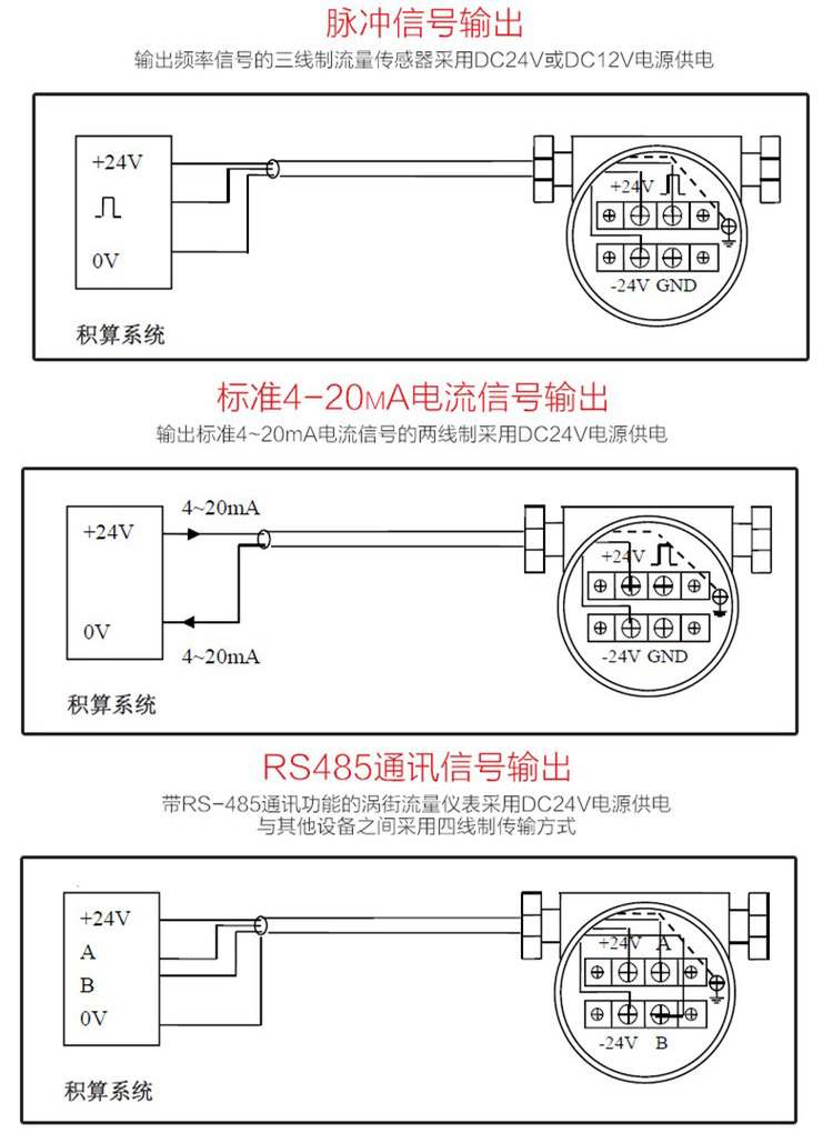 大口径涡街流量计接线图