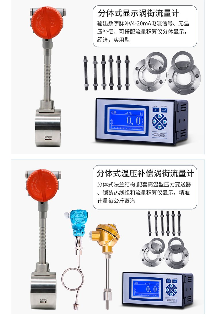 插入式涡街流量计分体式选型图