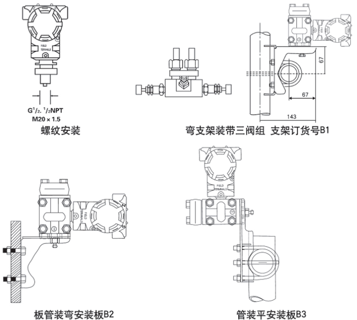 排污口差压液位变送器安装方式示意图